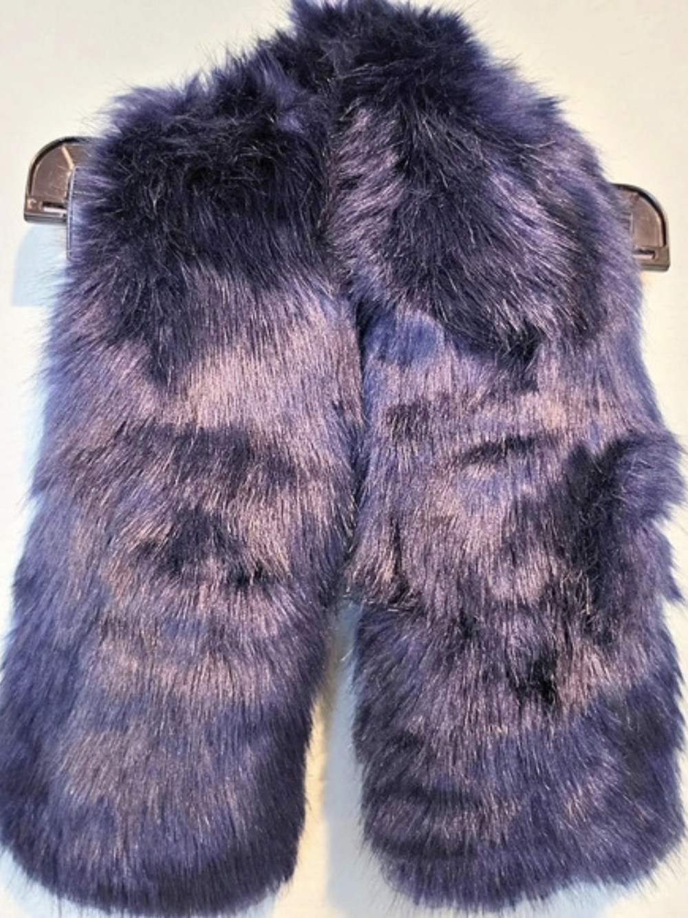 Vtg J Francis Navy Blue Faux Fur Scarf Stole Wrap Plush Lined Winter Neck Warmer